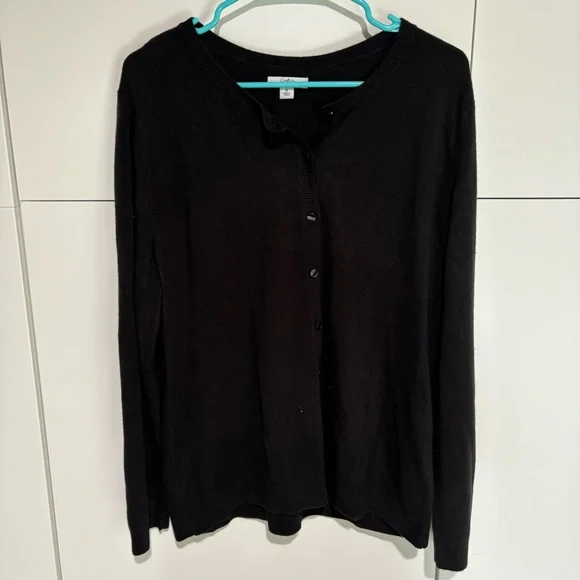 Croft & Barrow Womens Cardigan Buttons Black Sweater XL - Picture 2 of 7